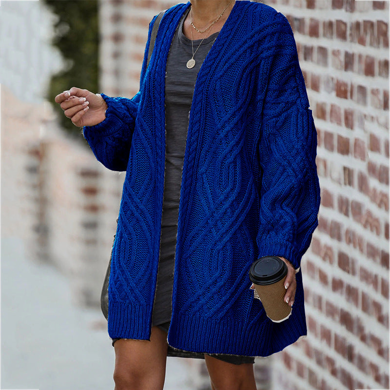 Damen Grobstrickcardigan mit elegantem Zopfmuster und lässigem Schnitt Amawinc