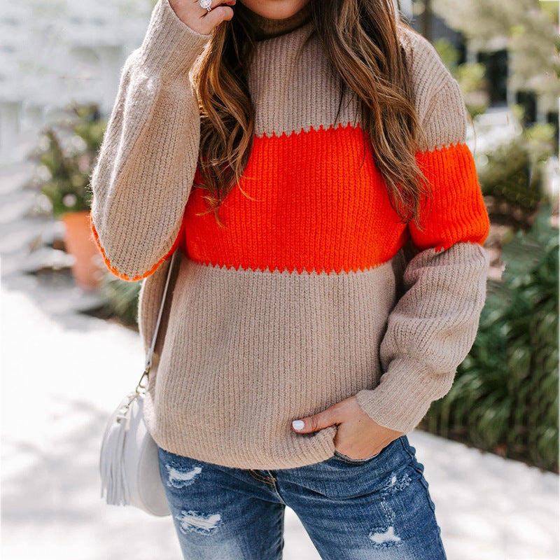 Damen modischer Strickpullover mit innovativer Farbkombination und strukturiertem Design Amawinc