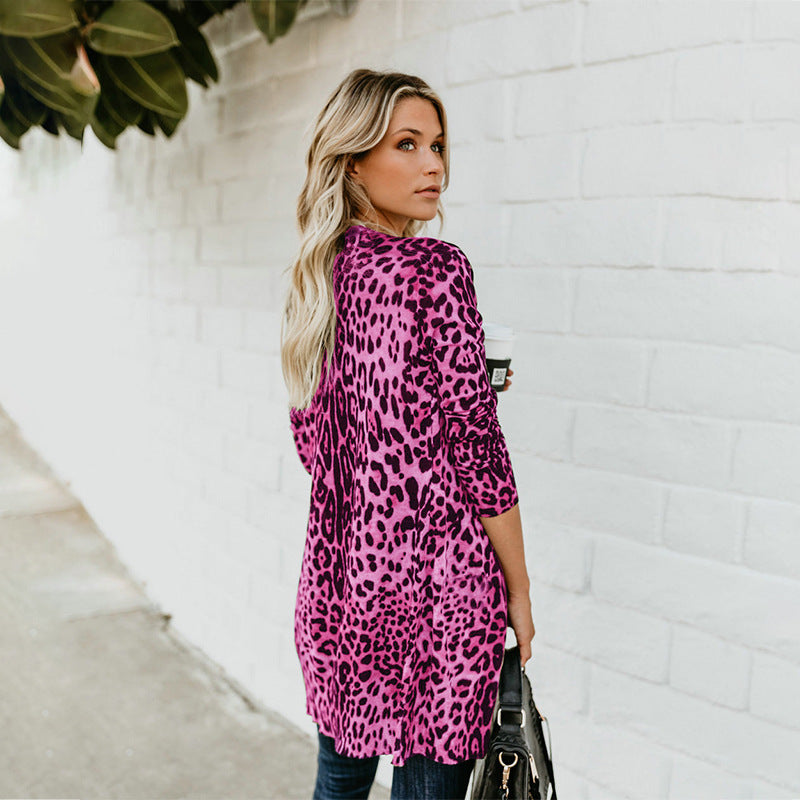 Damen modische Longjacke im tierischen Druckstil Amawinc