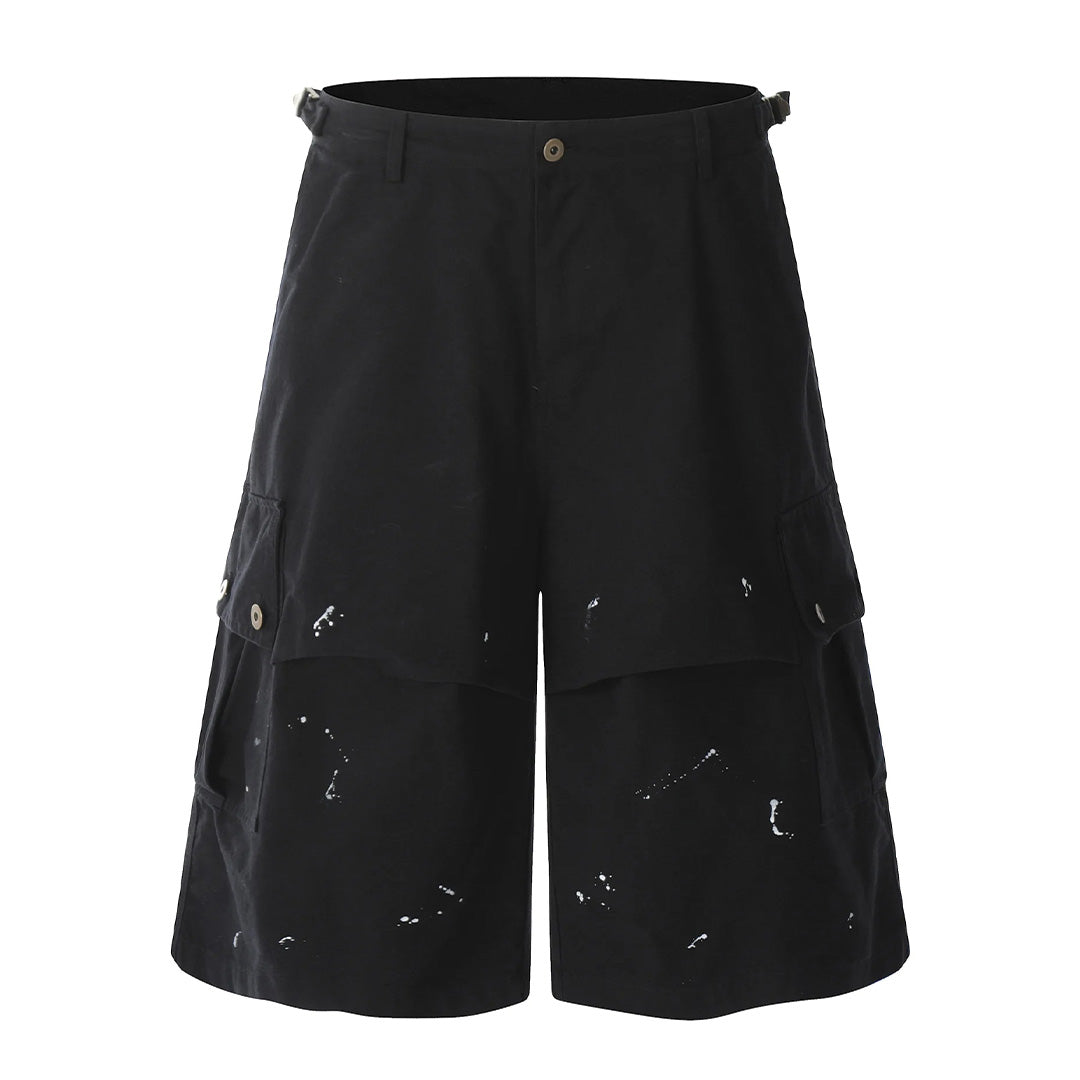 Shorts Cargo Oversize Runway Avec Poches Multiples Déchirés Effet Usé En Coton Longueur Mollet
