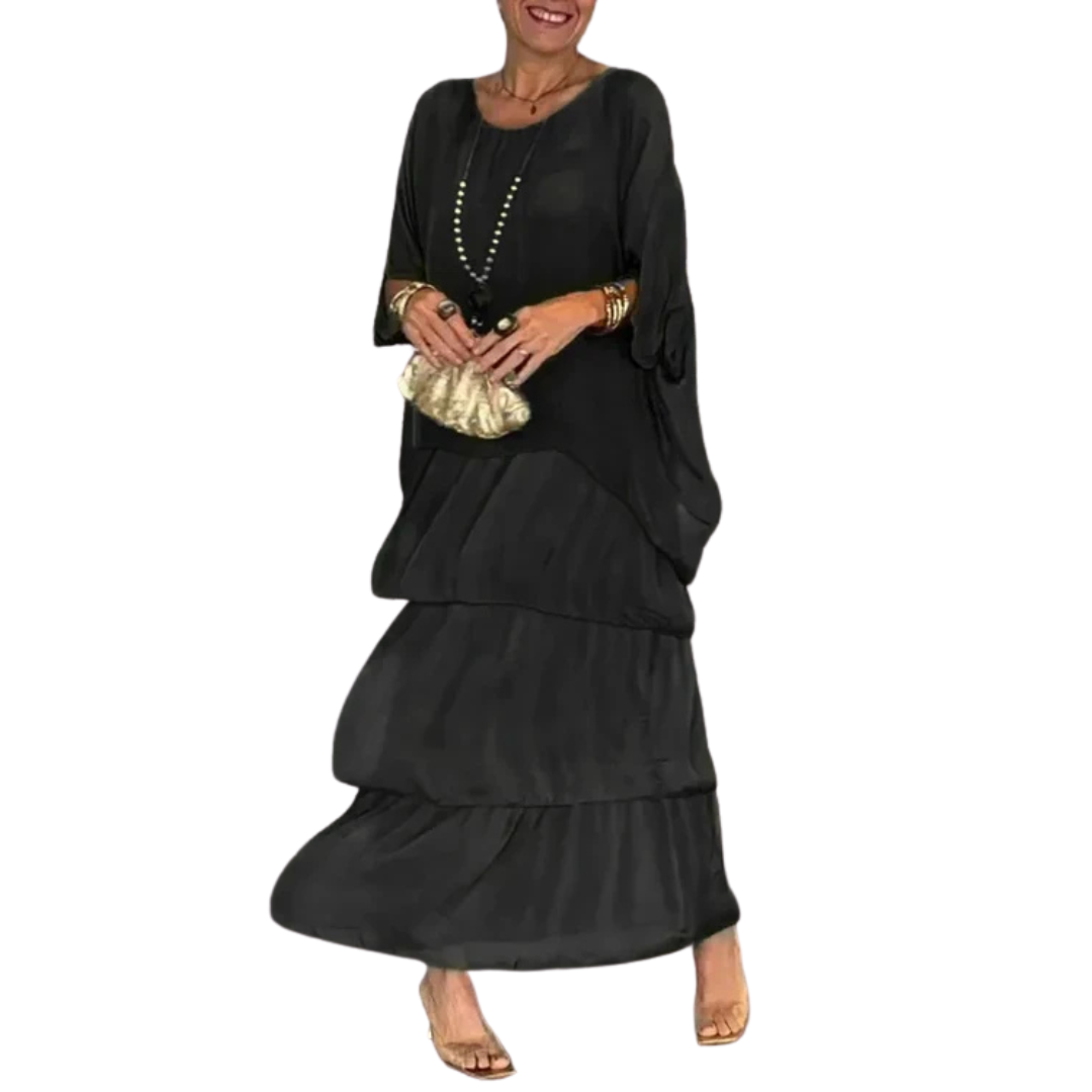 Weiches Damen-Maxikleid mit zarten Rüschen
