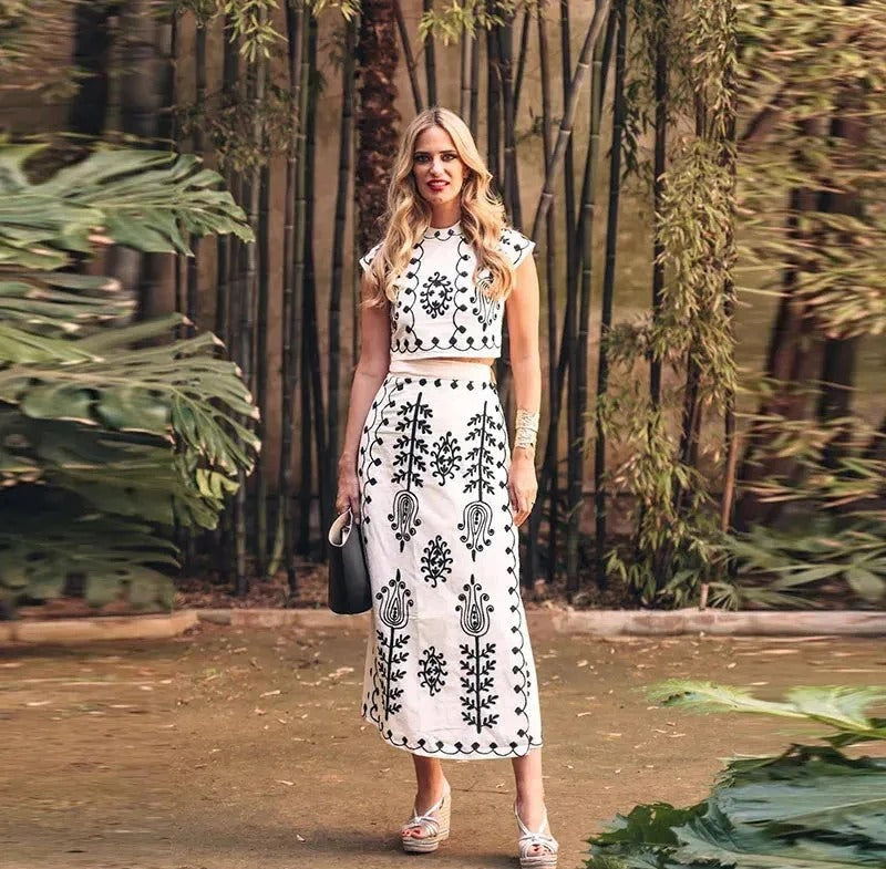 Damensuit Camilla: Bedruckter Zweiteiler aus Oberteil und Rock