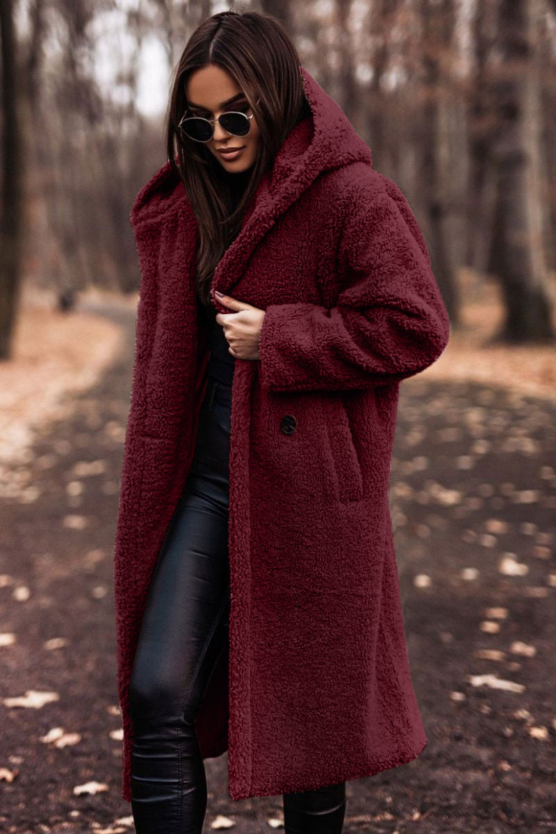 Manteau Pour Femme À Capuche Mi Mollet Coupe Décontractée Confort Chaud Pour Jours Frais