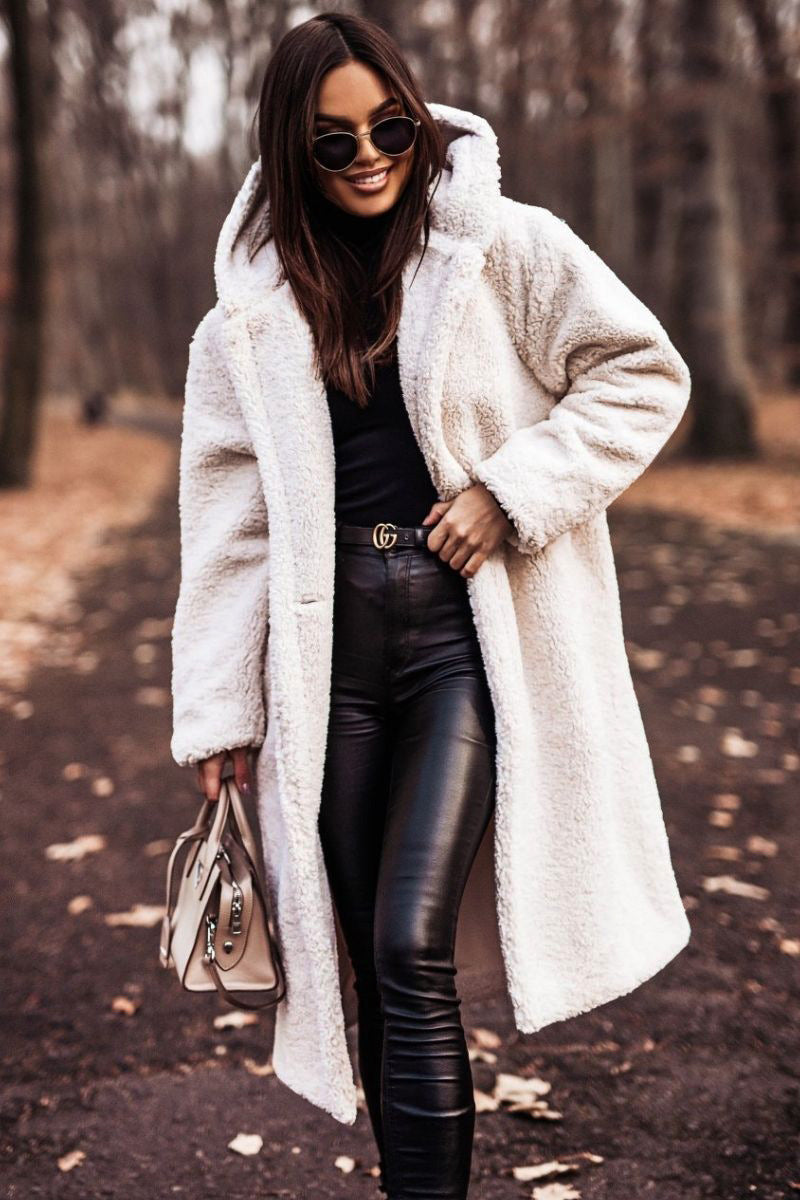 Manteau Pour Femme À Capuche Mi Mollet Coupe Décontractée Confort Chaud Pour Jours Frais