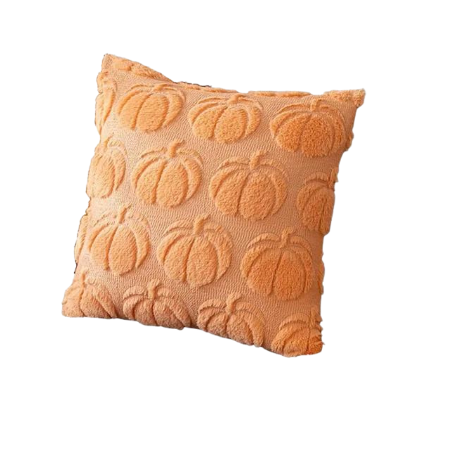 Housses De Coussin Citrouille Patch 45x45 Cm En Peluche PV Douce Zip Durable Lavable Déco Automne Action De Grâce