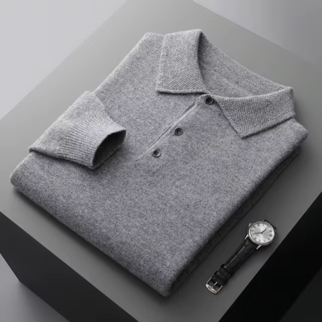 Pull Mérinos Pour Homme Coupe Standard Classique Avec Fermeture Par Boutons Et Bords Côtés