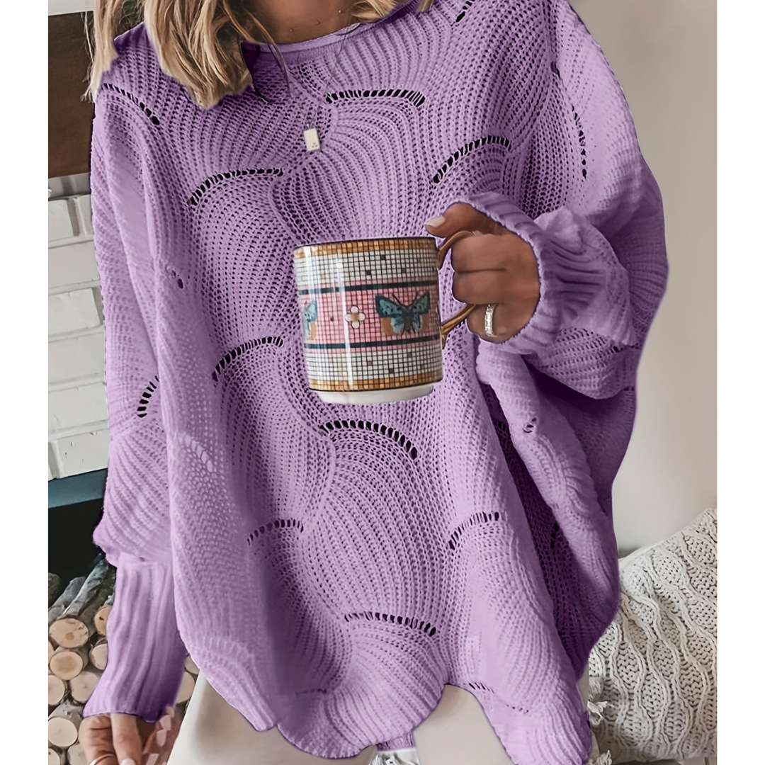 Damen-Oversize-Pullover mit Wellenmuster