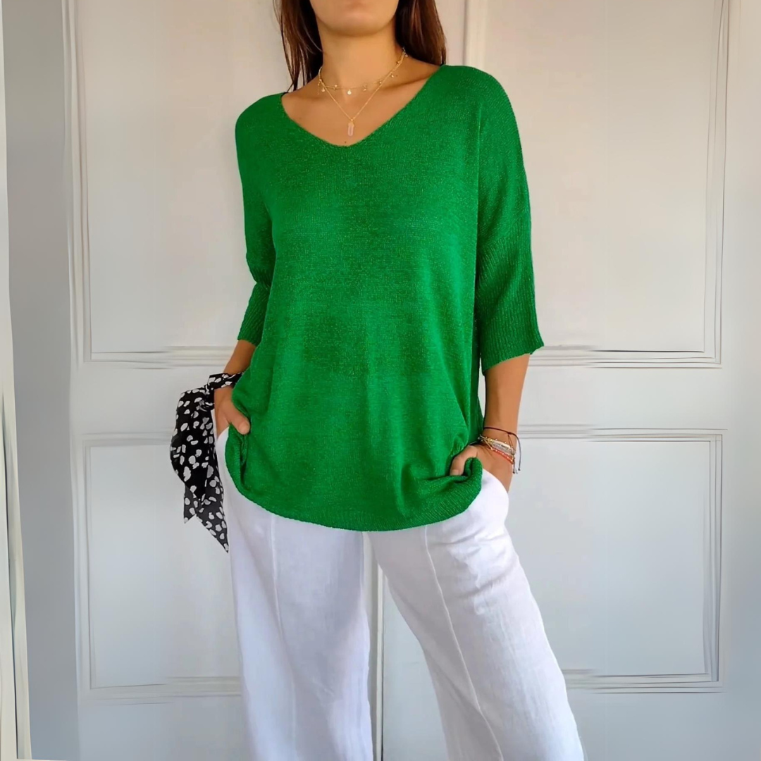 Damenpullover mit lässigem V-Ausschnitt