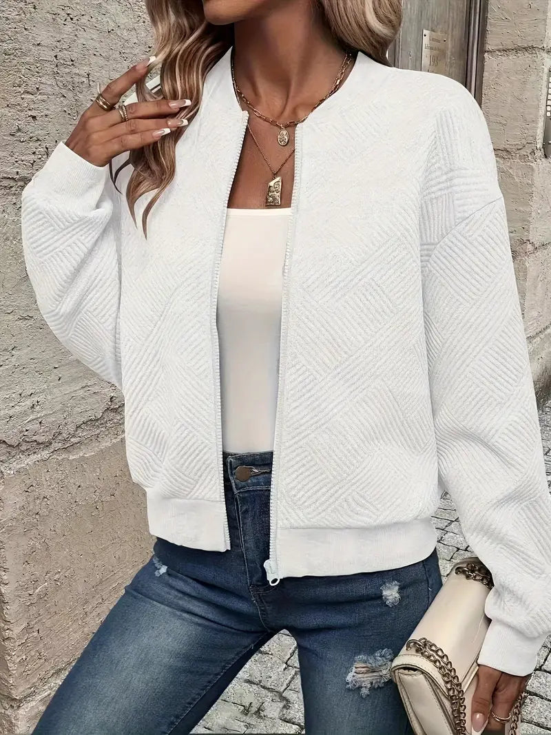 Amawinc Emma Veste Cardigan Zippé Hiver Pour Femmes Bleu Vif Confort Quotidien Style Décontracté Avec Fermeture Éclair