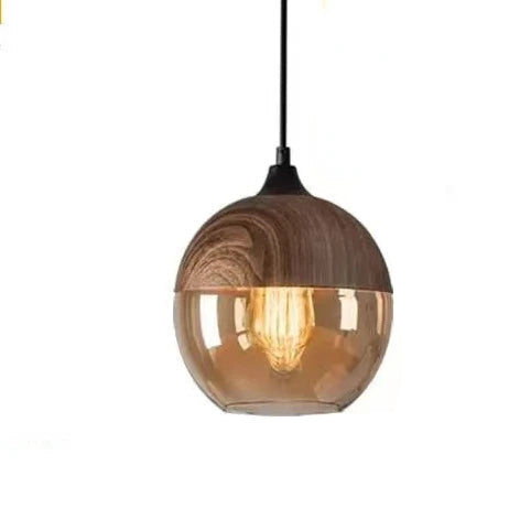 Luxuriöse Jevaglo™ Glas- und Holz-Pendelleuchte
