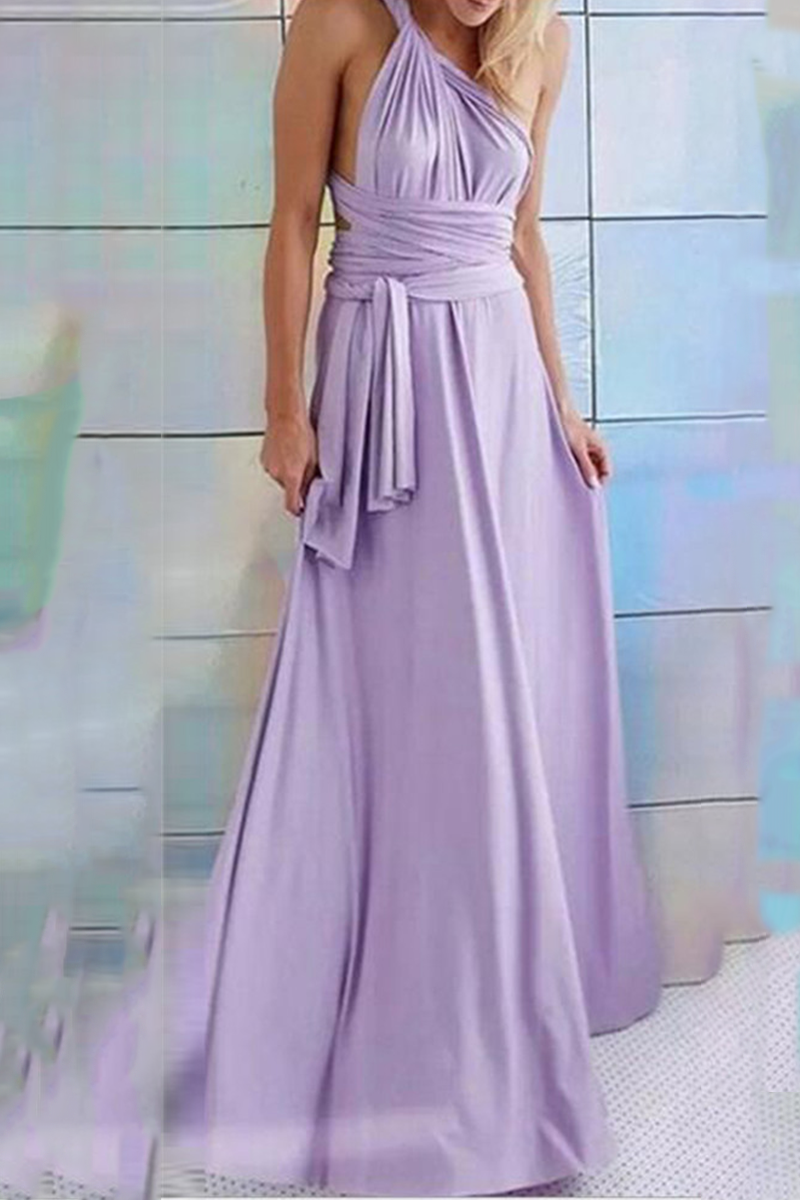 Robe Maxi Femme Encolure Halter Fluide Avec Fente Haute Élégante Coupe Fluide Amawinc