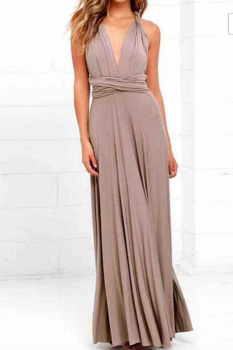Robe Maxi Femme Encolure Halter Fluide Avec Fente Haute Élégante Coupe Fluide Amawinc
