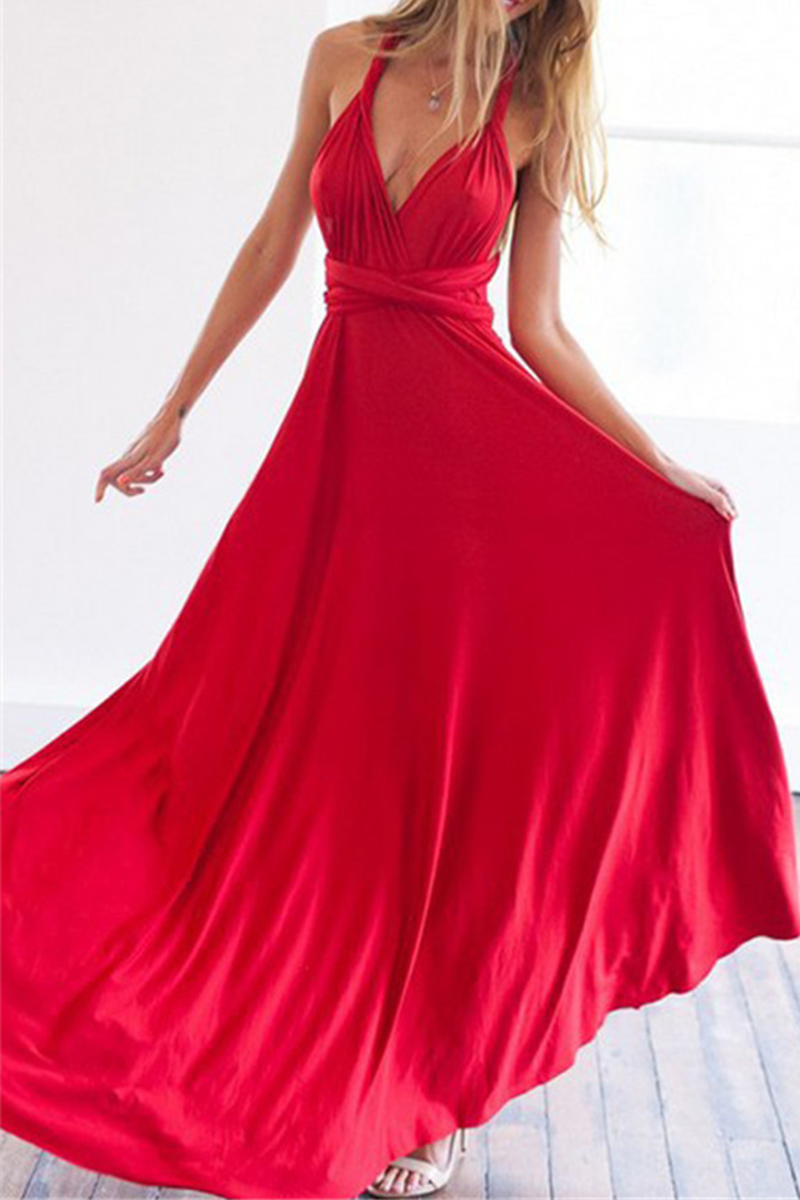 Robe Longue À Col Halter Coupe A-Line Avec Fente Pour Soirée Élégante Mariage Et Fête