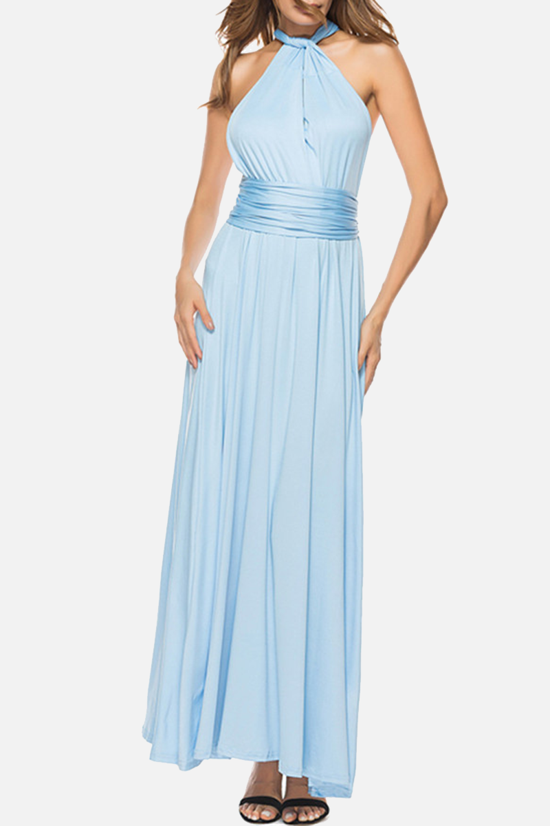 Robe Longue À Col Halter Coupe A-Line Avec Fente Pour Soirée Élégante Mariage Et Fête