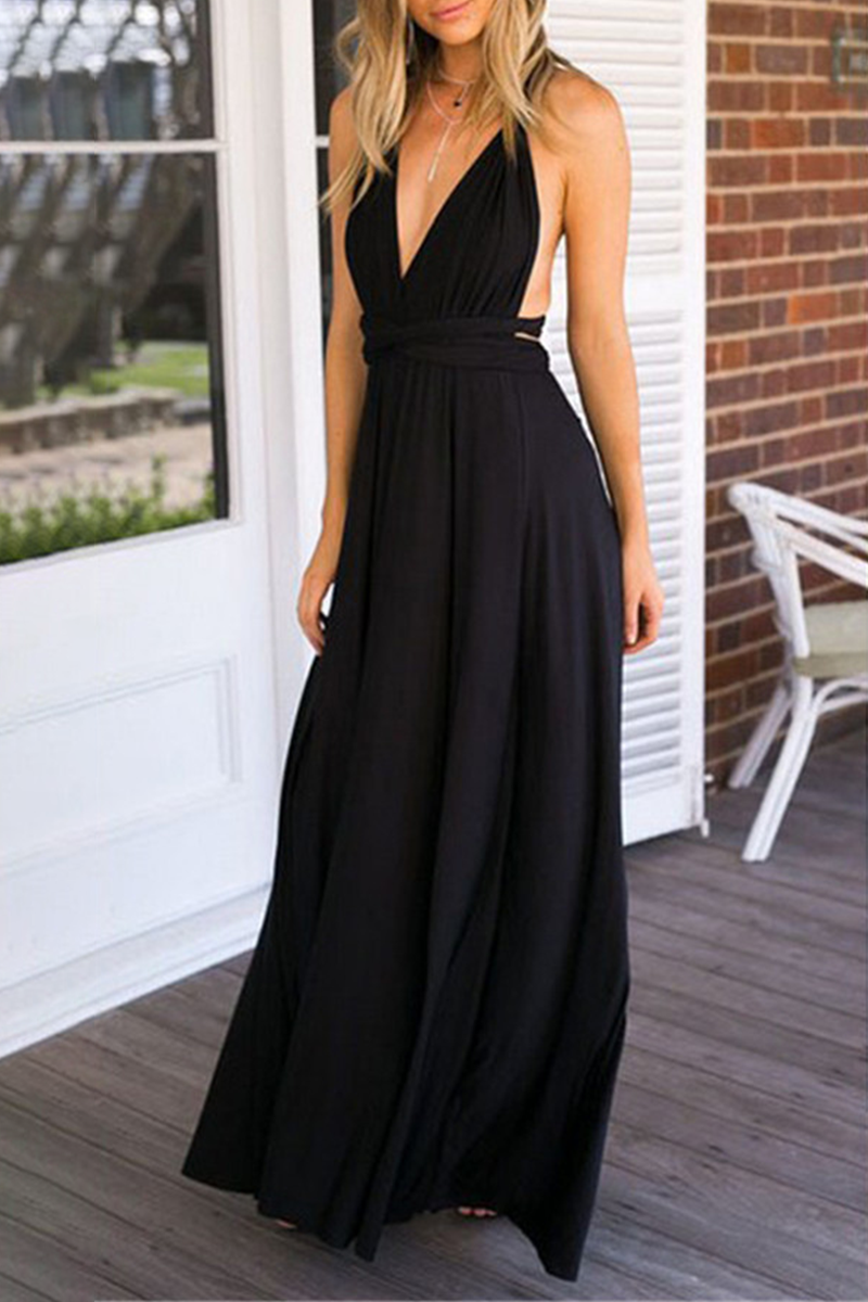 Robe Longue À Col Halter Coupe A-Line Avec Fente Pour Soirée Élégante Mariage Et Fête