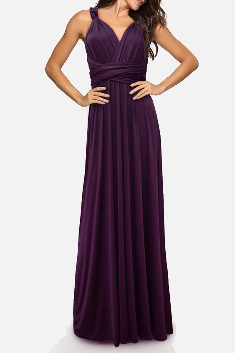 Robe Maxi Femme Encolure Halter Fluide Avec Fente Haute Élégante Coupe Fluide Amawinc