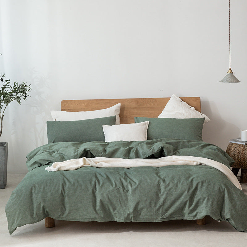 Ensemble Housse de Couette en Coton Style Japonais Gris Foncé Minimaliste pour Sommeil Paisible et Ambiance Zen