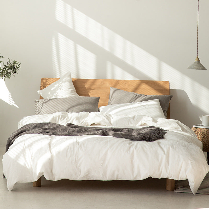 Ensemble Housse de Couette en Coton Style Japonais Gris Foncé Minimaliste pour Sommeil Paisible et Ambiance Zen
