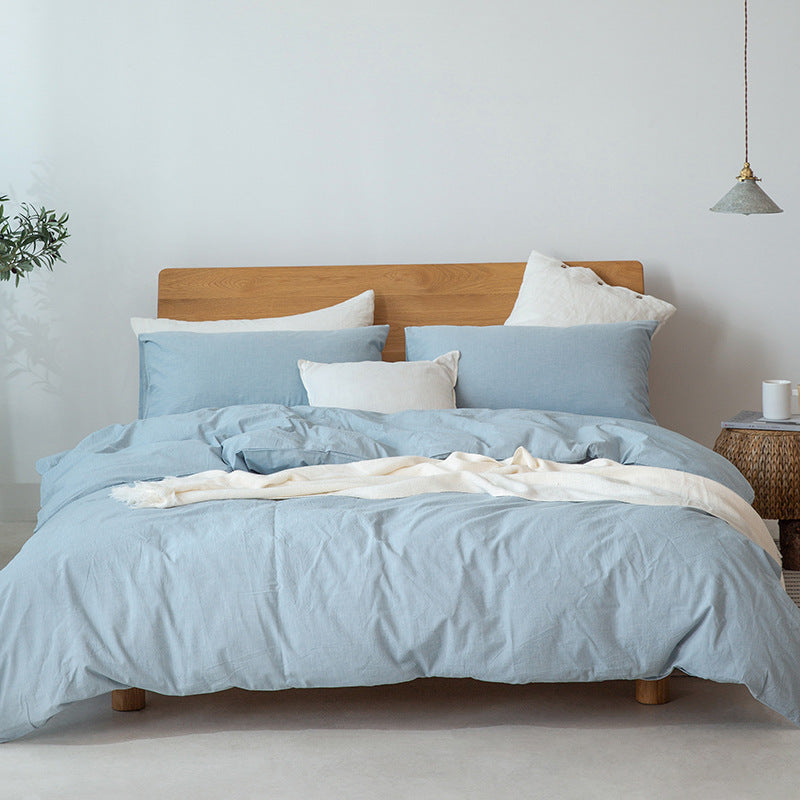 Ensemble Housse de Couette en Coton Style Japonais Gris Foncé Minimaliste pour Sommeil Paisible et Ambiance Zen