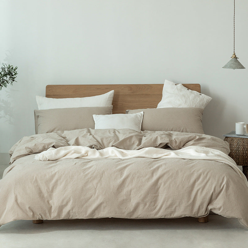 Ensemble Housse de Couette en Coton Style Japonais Gris Foncé Minimaliste pour Sommeil Paisible et Ambiance Zen
