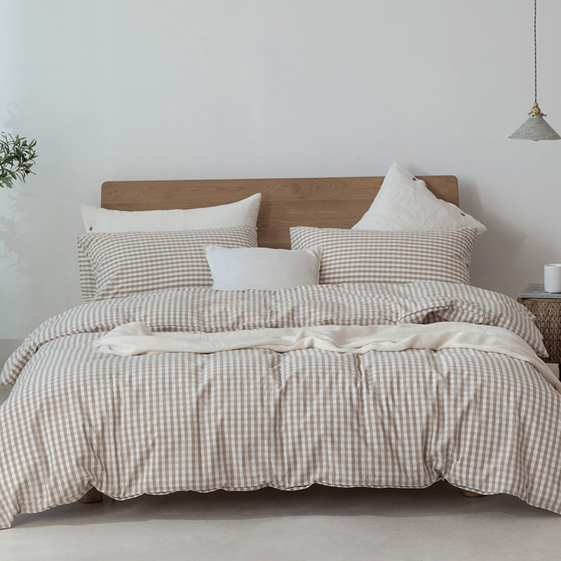 Ensemble Housse de Couette en Coton Style Japonais Gris Foncé Minimaliste pour Sommeil Paisible et Ambiance Zen