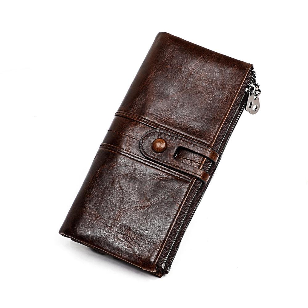 Amawinc Maria Portefeuille Pochette Long Cuir Véritable Design Épuré Avec Compartiments Multiples Et Poche Zippée
