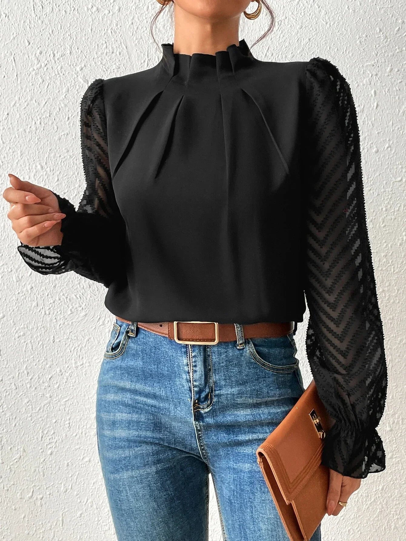 Astrid Bluse mit Spitzenärmeln und Küsten-Design