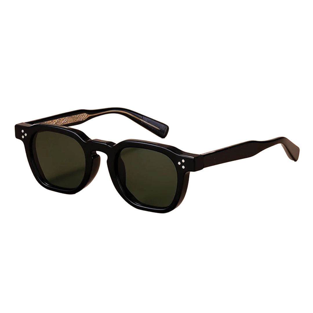 Montaro Lunettes de Soleil Polarisées Cadre Polygonal Acétate et Alliage Verres UV400 Gravées Branches Rivets Signature