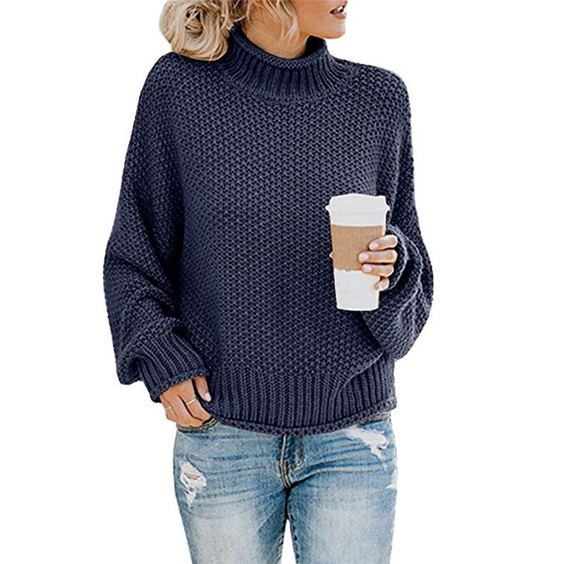 Bella Pull Col Roulé Tricot Épais Pour Femmes Oversize Chaud Et Confortable Pour Hiver