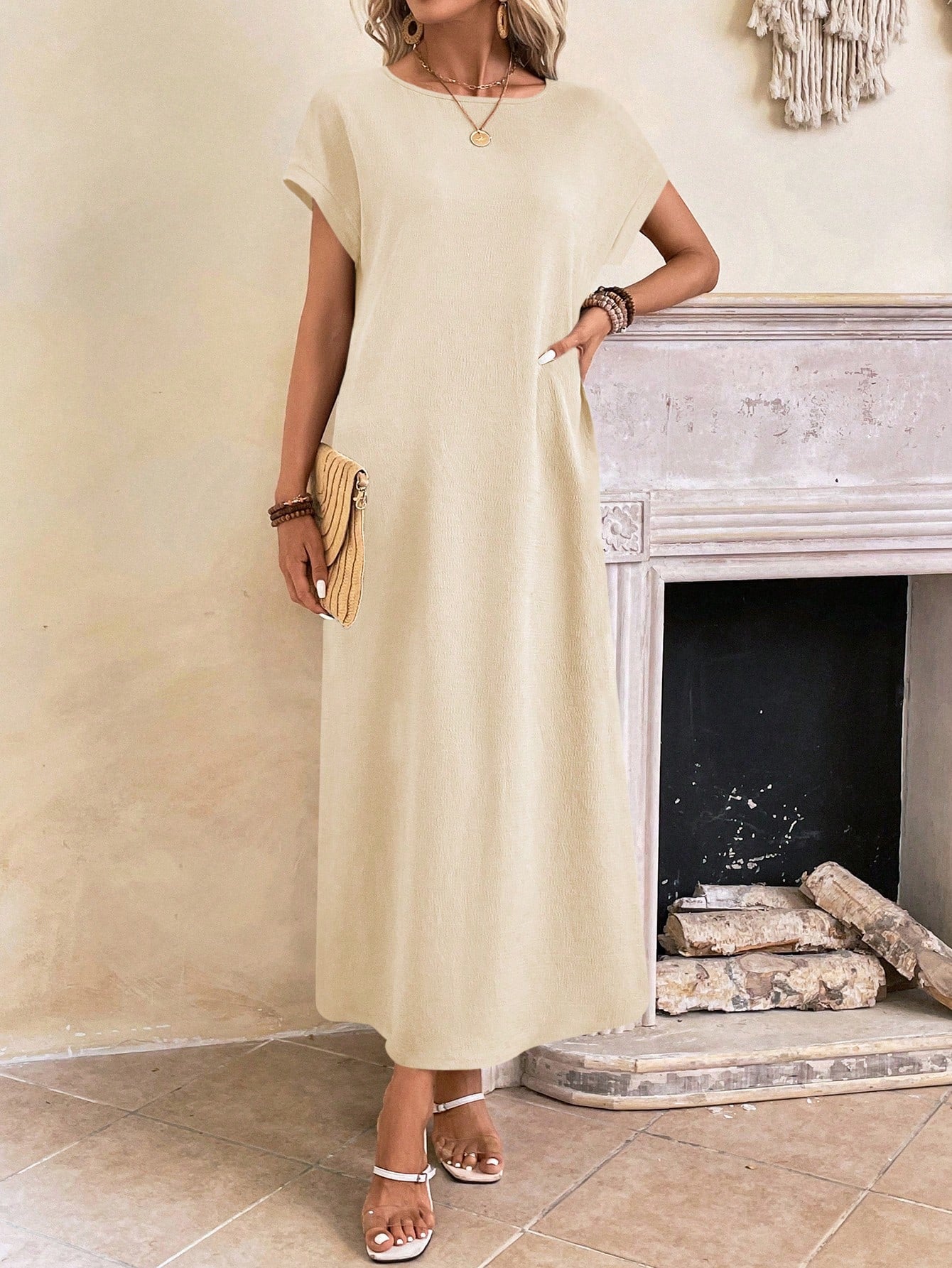 Robe Tunic Décontractée À Manches Chauve Souris Stella Amawinc Pour Été Léger Et Confortable