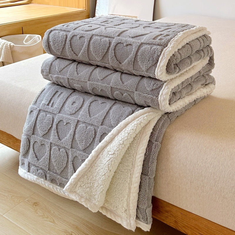 Couverture Sherpa Embossée Réversible Avec Peluche Ultra Douce Pour Salon Et Chambre Luxueuse