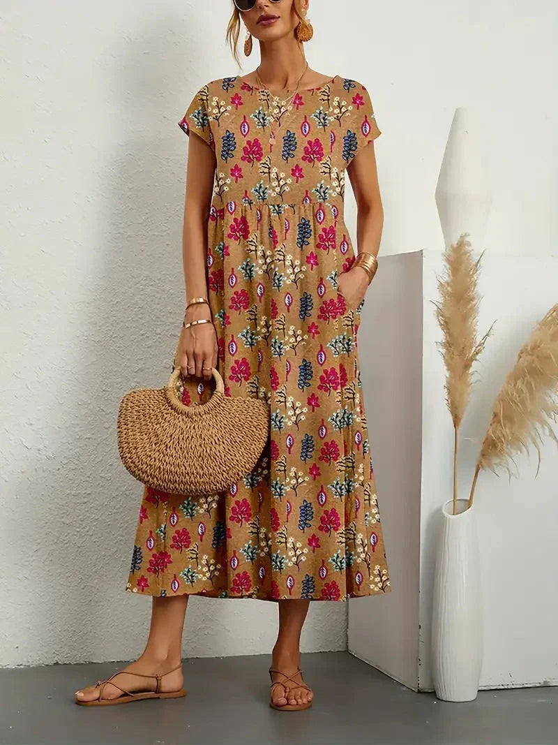 Robe Midi Bohème Samantha Amawinc Confort Léger Et Taille Flatteuse Pour Toute La Journée