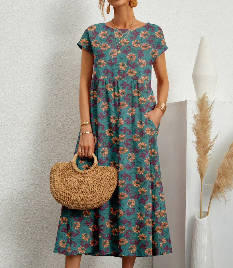 Robe Midi Bohème Samantha Amawinc Confort Léger Et Taille Flatteuse Pour Toute La Journée