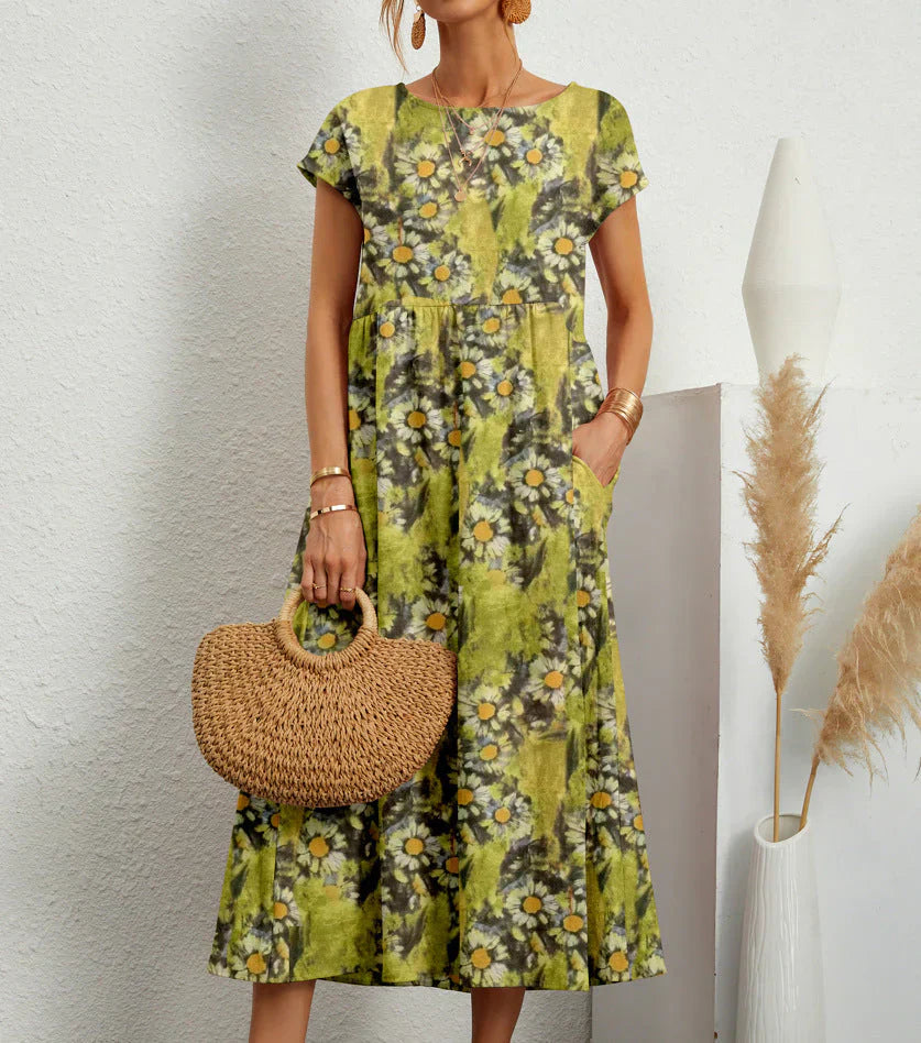 Robe Midi Bohème Samantha Amawinc Confort Léger Et Taille Flatteuse Pour Toute La Journée