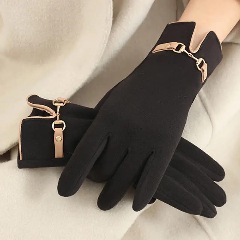 Gants Olivia Buckle Coupe Vent Avec Écran Tactile Douillets Pour Hiver Chaud Et Confortable