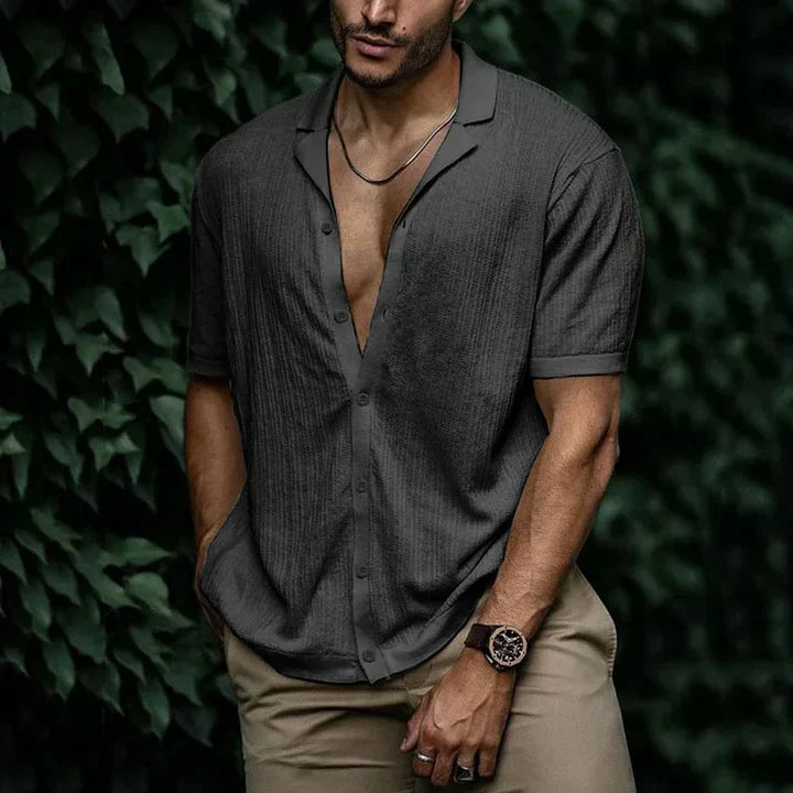 Chemise Homme Manches Courtes Léger Respirant en Lin et Coton Décontractée Coupe Vacances Été