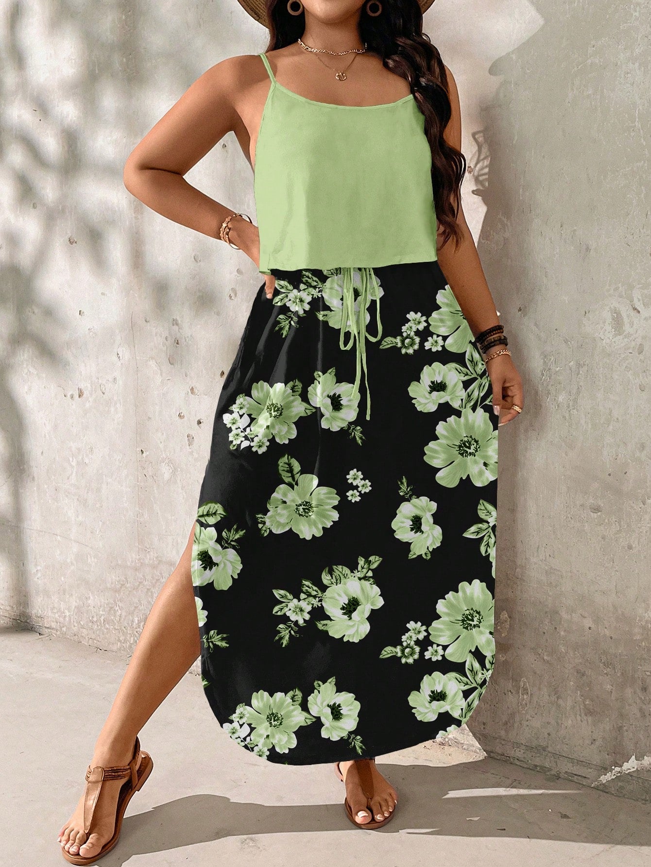Alina Ensemble Été Taille Plus Robe Midi Tie Dye Confort Léger Élégante Pour Les Jours Chauds