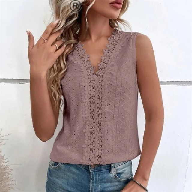 Ailene Spitzenbluse ohne Ärmel