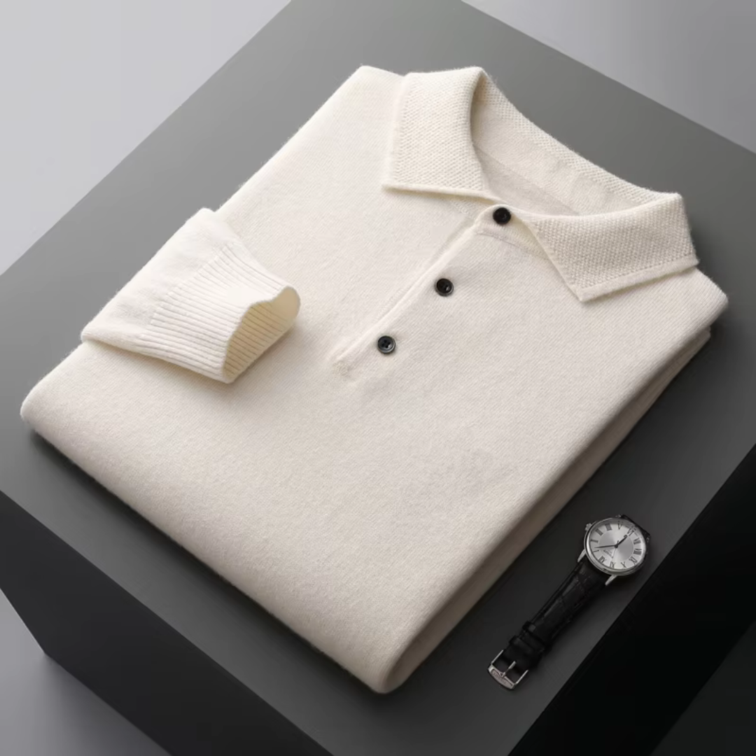 Pull Mérinos Pour Homme Coupe Standard Classique Avec Fermeture Par Boutons Et Bords Côtés