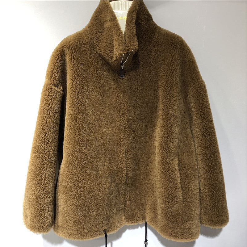 Damen gemütliche und kuschelige Fleecejacke mit hohem Kragen Amawinc