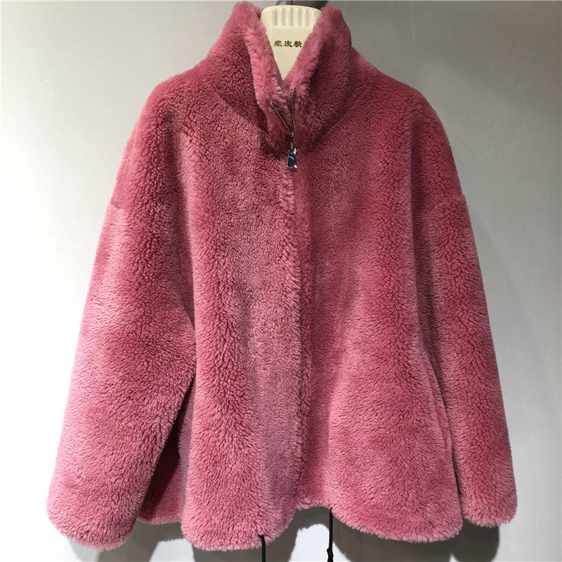 Damen gemütliche und kuschelige Fleecejacke mit hohem Kragen Amawinc