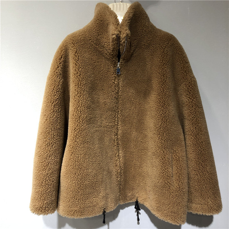 Damen gemütliche und kuschelige Fleecejacke mit hohem Kragen Amawinc