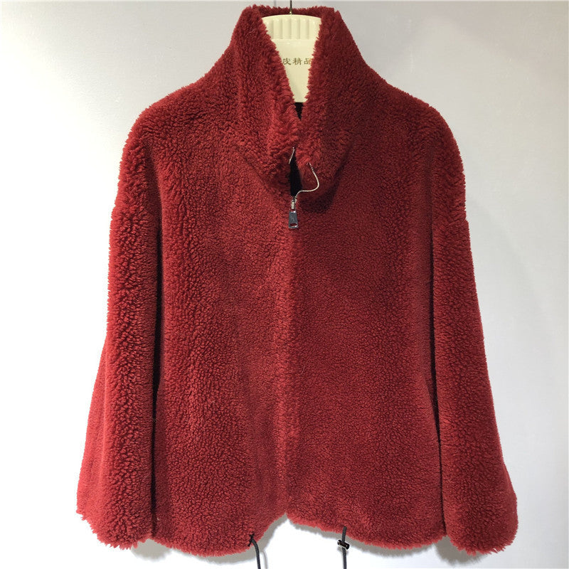 Damen gemütliche und kuschelige Fleecejacke mit hohem Kragen Amawinc