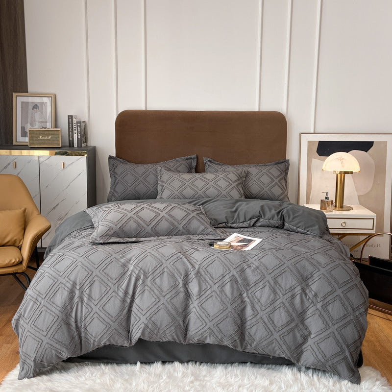 Ensemble De Literie Contemporain En Coton Tufté Pour Chambre Moderne Avec Confort Doux Et Texture Élégante