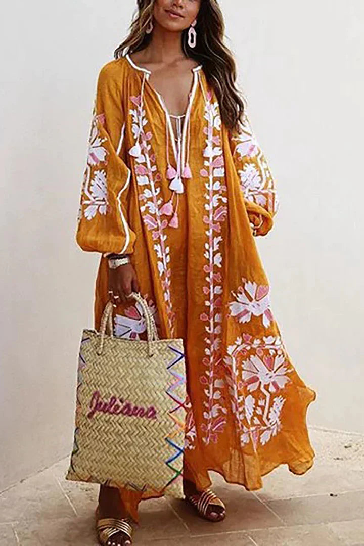 Boho-Kleid mit Blumenmuster in langer Ausführung