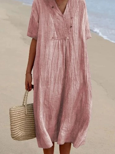 Baumwoll-Leinen Freizeitkleid von Fudus - Vielseitig kombinierbar