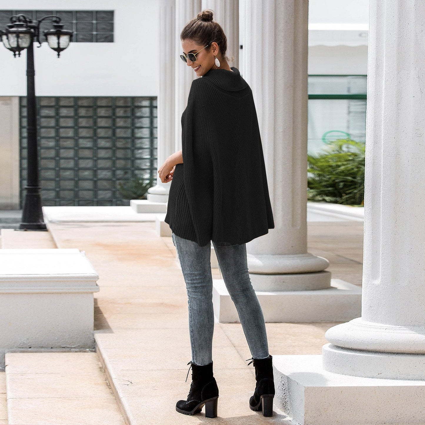 Damen Cape-Pullover mit strukturiertem Design und weitem Schnitt Amawinc