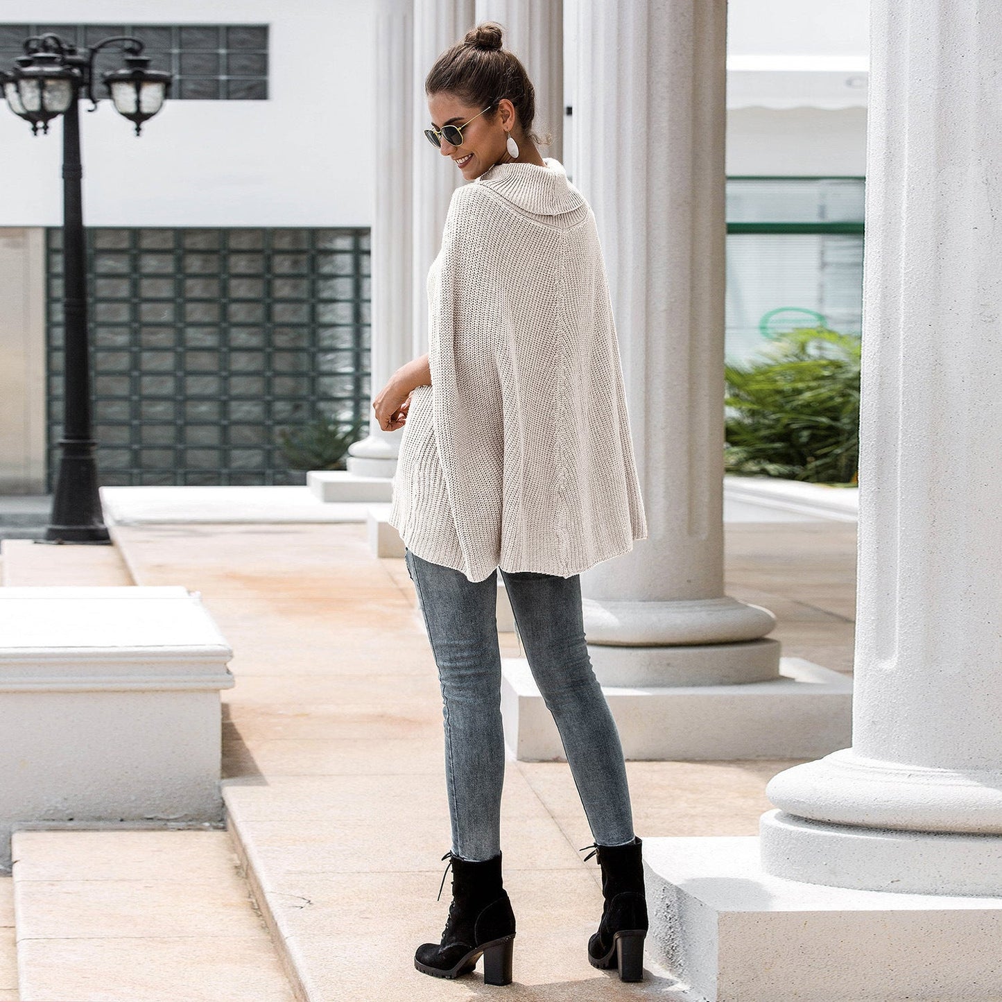 Damen Cape-Pullover mit strukturiertem Design und weitem Schnitt Amawinc