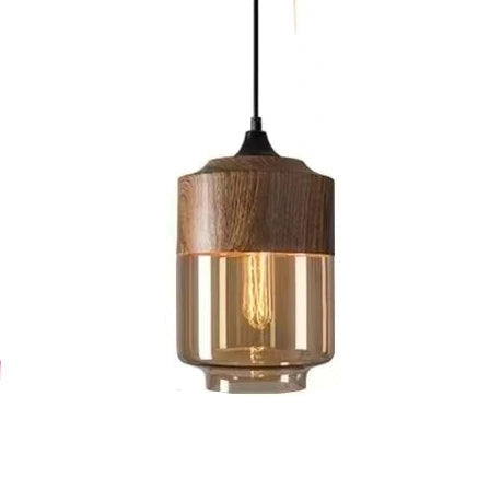 Luxuriöse Jevaglo™ Glas- und Holz-Pendelleuchte