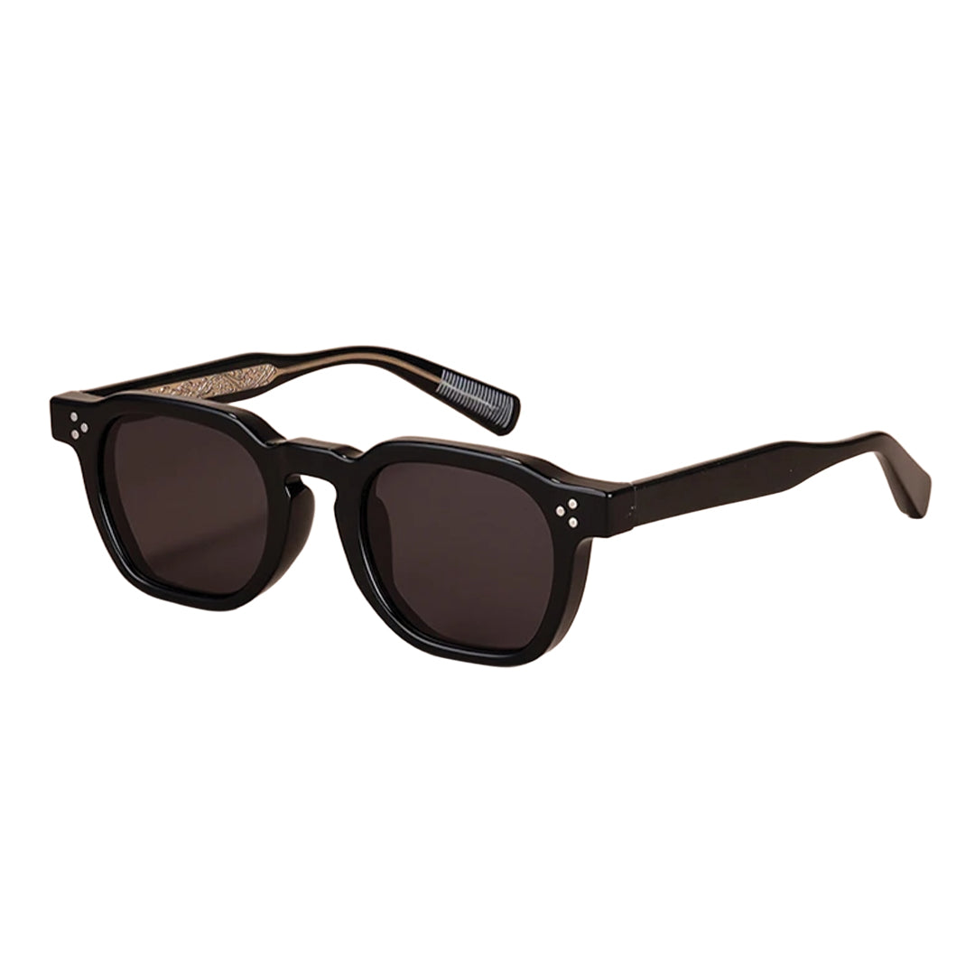 Montaro Lunettes de Soleil Polarisées Cadre Polygonal Acétate et Alliage Verres UV400 Gravées Branches Rivets Signature
